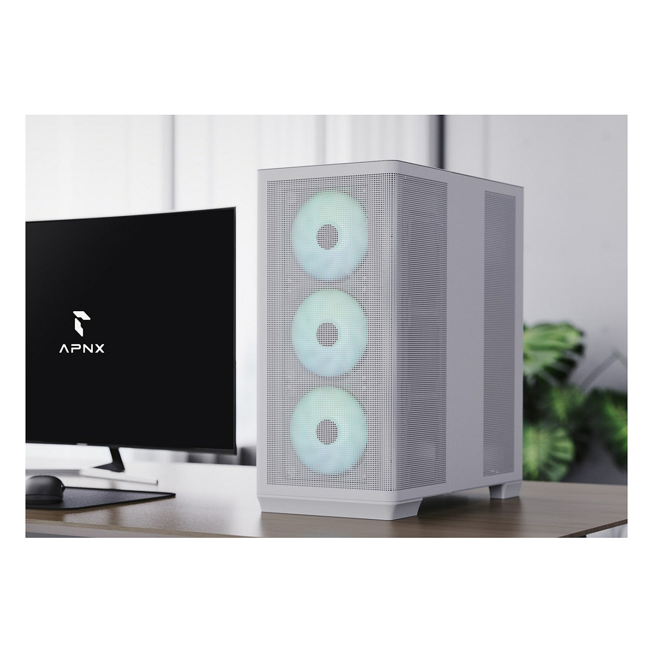 Kasë PC APNX C1-R / Midi Tower / ATX / 3x 120mm + 1x 120mm ARGB Fan / Tempered Glass - Bardhë - 3
