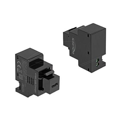 Modul Keystone DeLOCK 41480, USB Type-C Femër, Power Delivery 3.0, 20W – Zezë