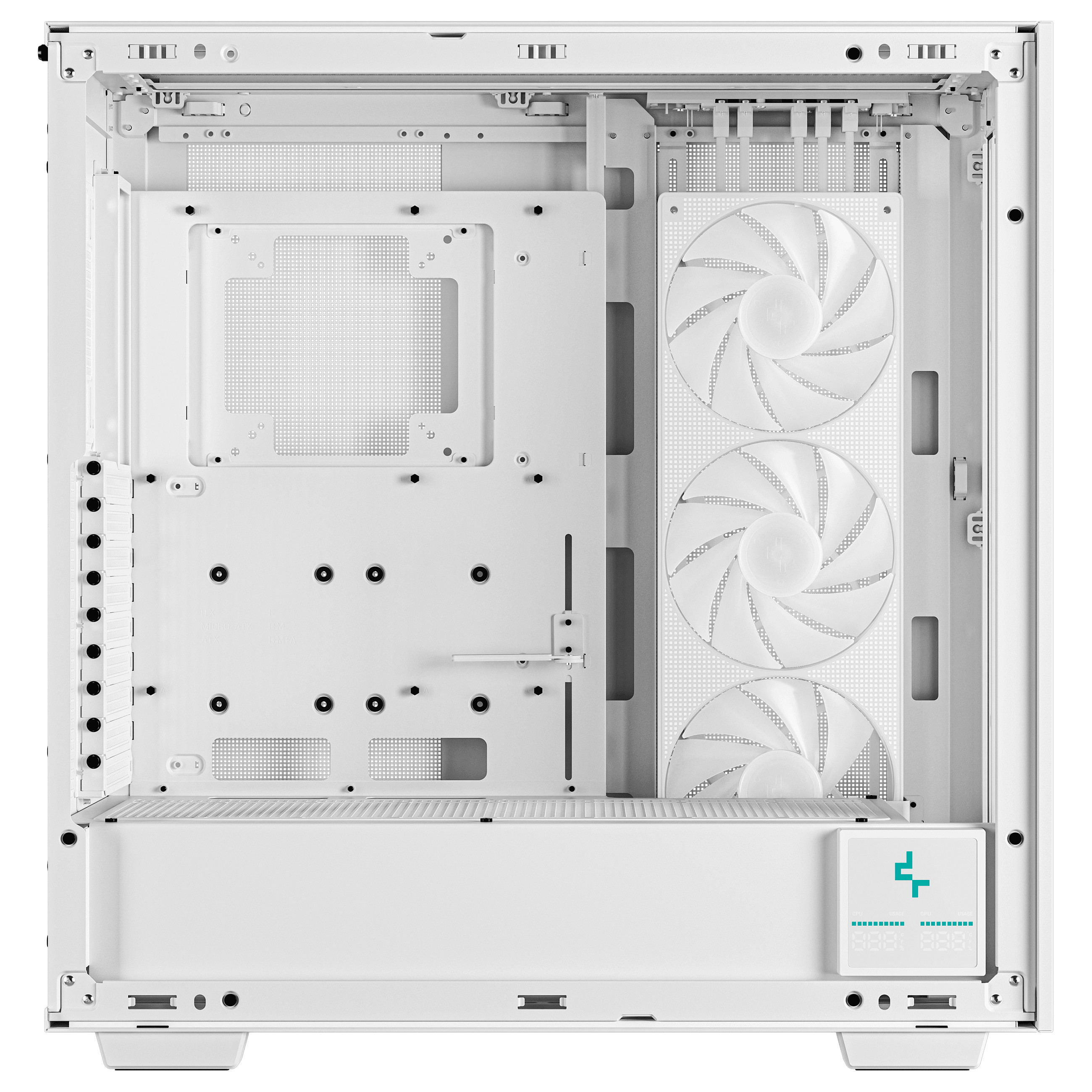 Kasë PC DeepCool Morpheus / Tower / E-ATX / 3x 120mm + 3x 140mm + 2x 180mm + 2x 200mm Fan Support / Tempered Glass / 420mm Radiator / ARGB / Digital Display - Bardhë - 5