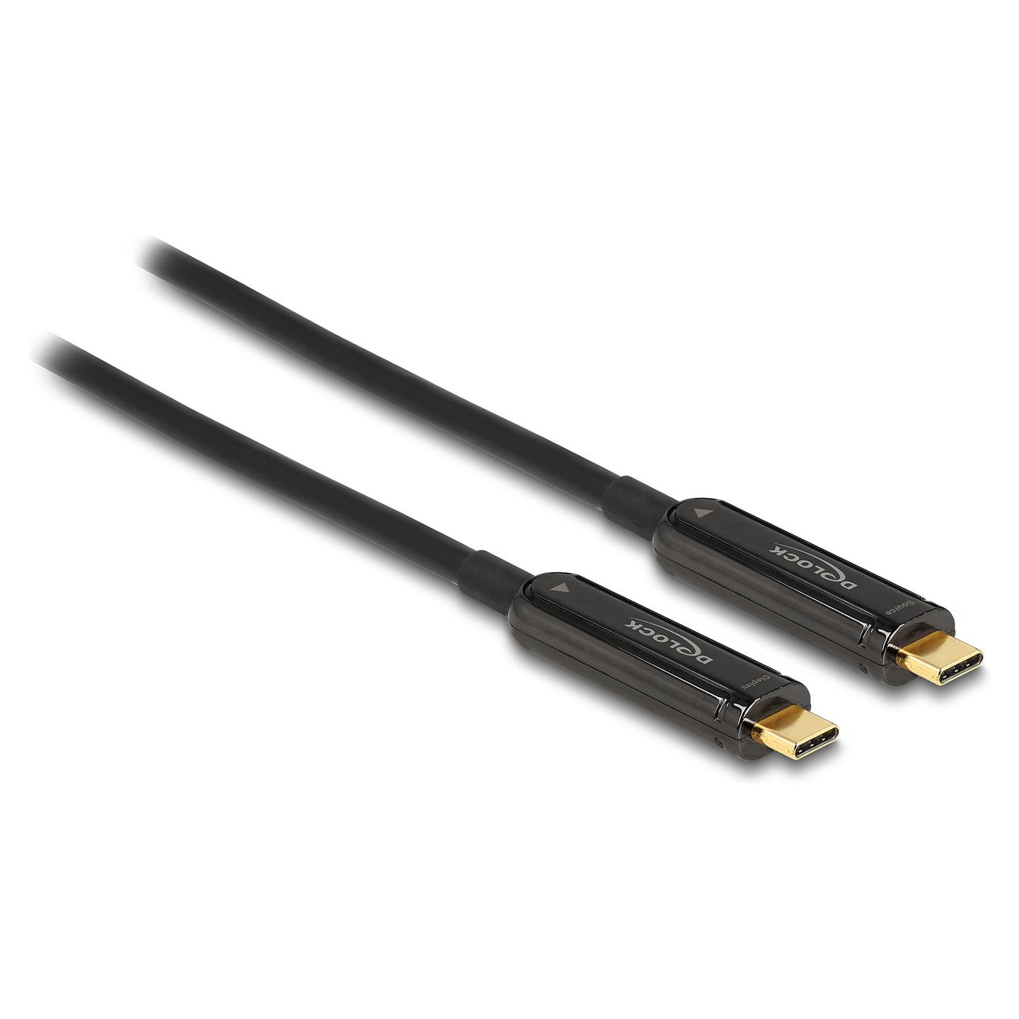 Kabllo USB DeLOCK 84090 / USB-C në USB-C / 5m / DisplayPort 1.2 / 4K 60Hz / Optik Aktiv - Zezë