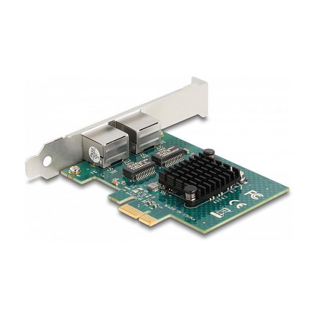 Karta të Rrjetit Delock 88206 / PCIe 2.0 x1 / 2x Gigabit LAN RJ45 / 1000Mbps / Broadcom BCM5720 / Low Profile