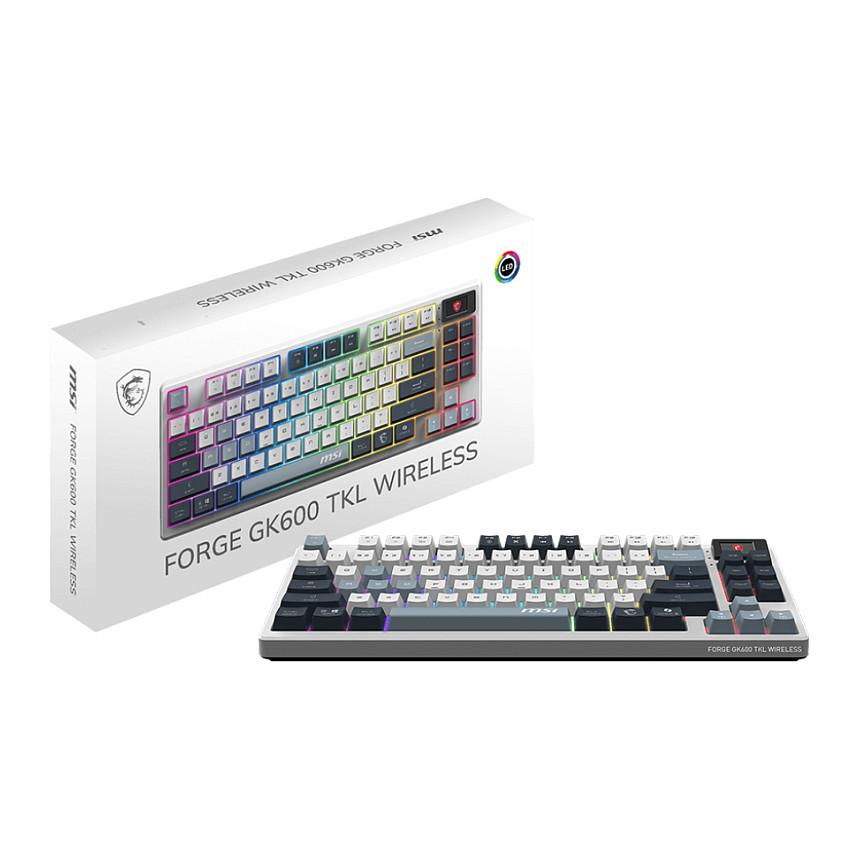 Tastierë Gaming MSI FORGE GK600 TKL / 83 keys / WIRELESS SKY / Mekanike / 4000mAh / RGB – Blu/Bardhë - 5