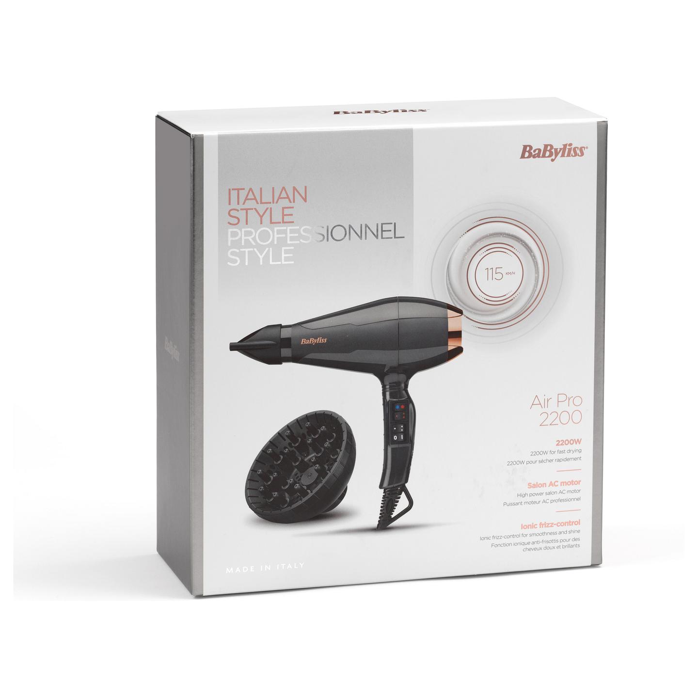 Tharëse për Flokë BaByliss 6719DE Air Pro 2200, 2200W, Motor AC, 2 Shpejtësi, 3 Temperatura, Jonizues, Difuzor - Zezë, Ari - 12