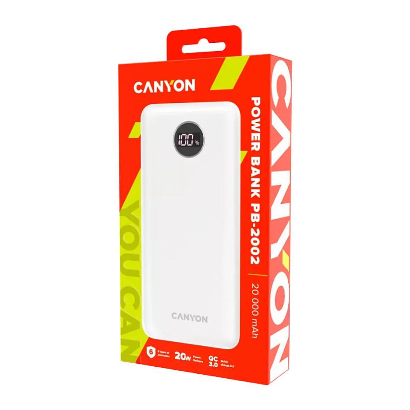 Power Bank Canyon PB-2002 / 20000mAh / USB-A / USB-C / QC 3.0 / 20W - Bardhë - 4