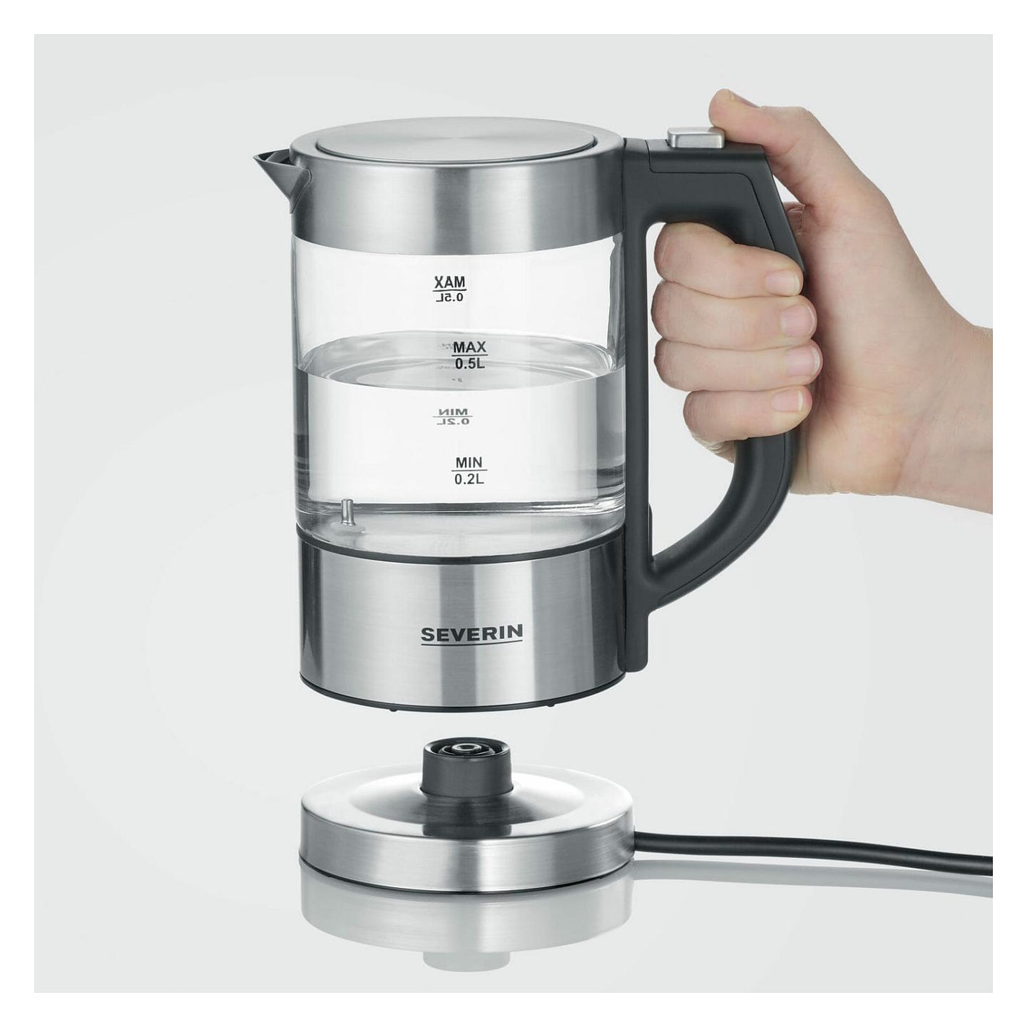 Çajnik Elektrik Severin WK 3458, 0.5L, 1100W, Temperaturë e Rregullueshme, 360° – Zezë, Transparente - 3