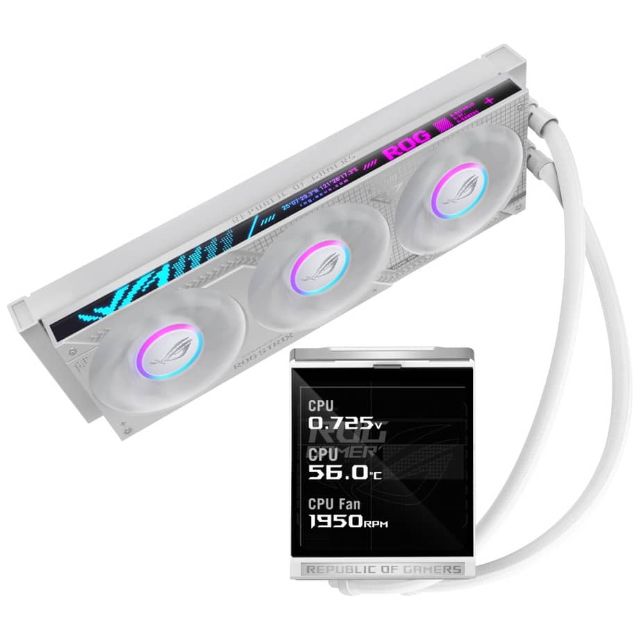 Ftohës për Procesor ASUS ROG Strix LC IV 360 ARGB LCD White Edition / 360mm / 3x120mm / ARGB / LCD 5.08" / AIO - Bardhë - 3