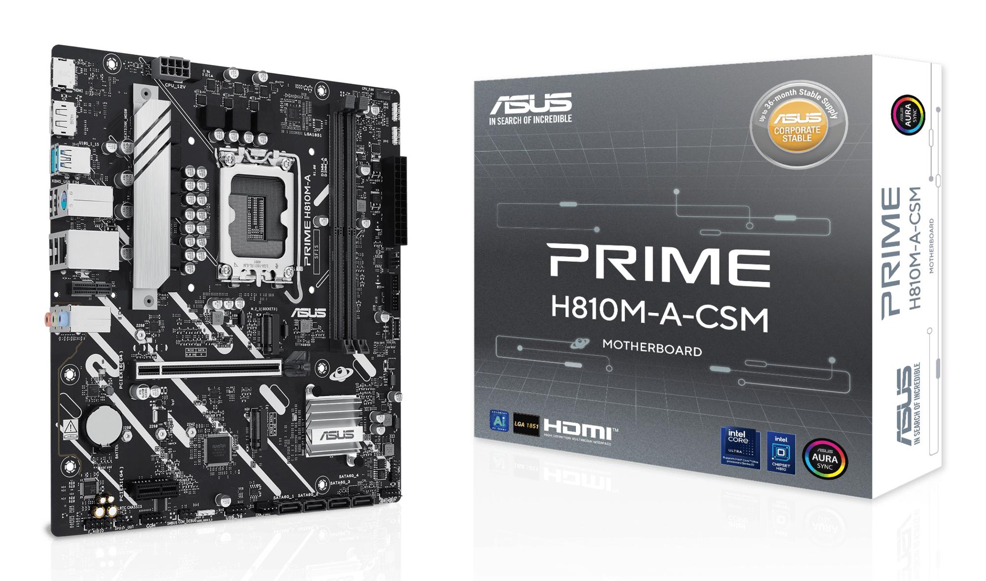 ASUS PRIME H810M-A-CSM – Intel H810, LGA1851, DDR5, 1GbE, Micro-ATX - 3