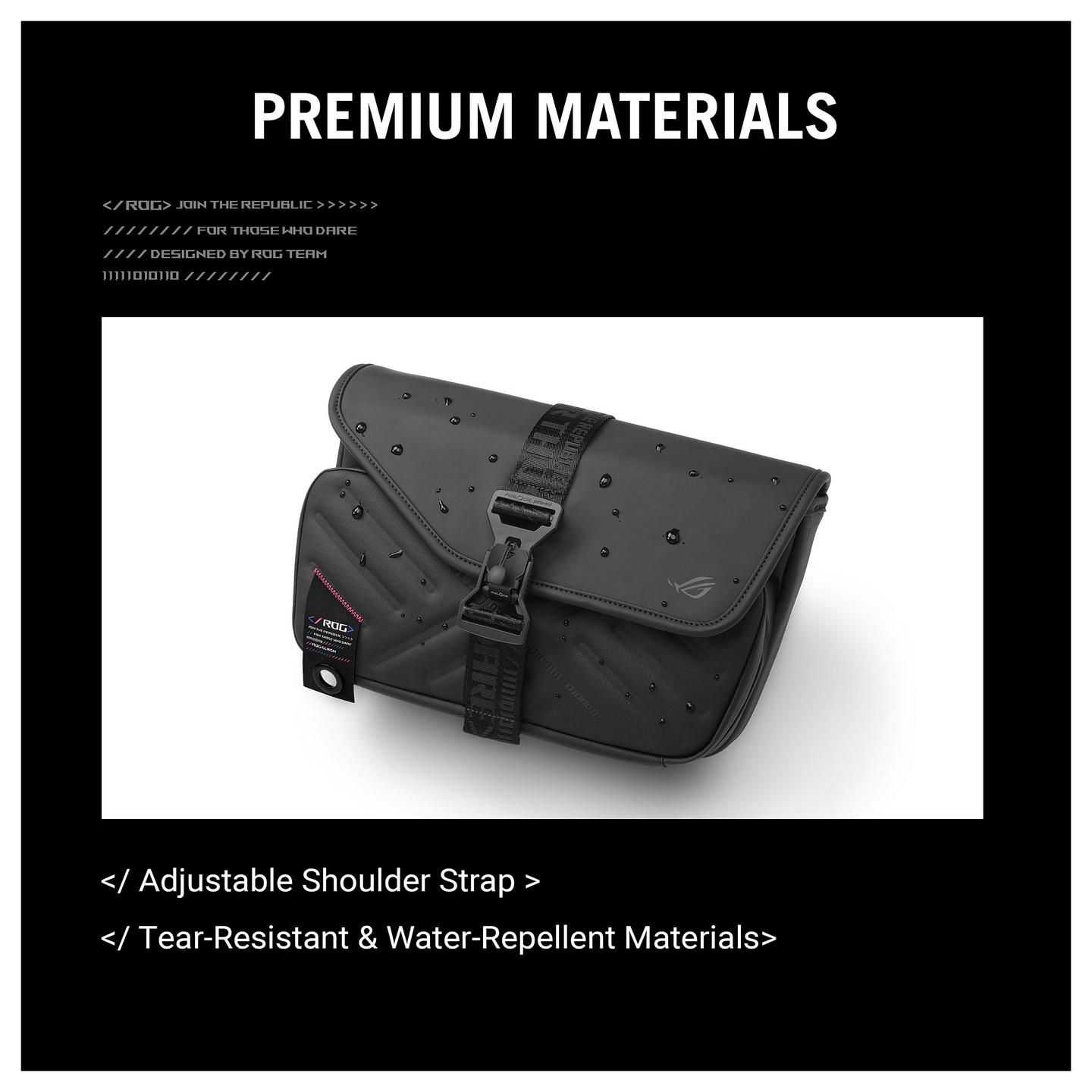 Çantë ASUS ROG SLASH Sling Bag 4.0, BC3004, për ROG Ally, Rezistente ndaj ujit, FIDLOCK, 0.6 kg - Zezë - 22