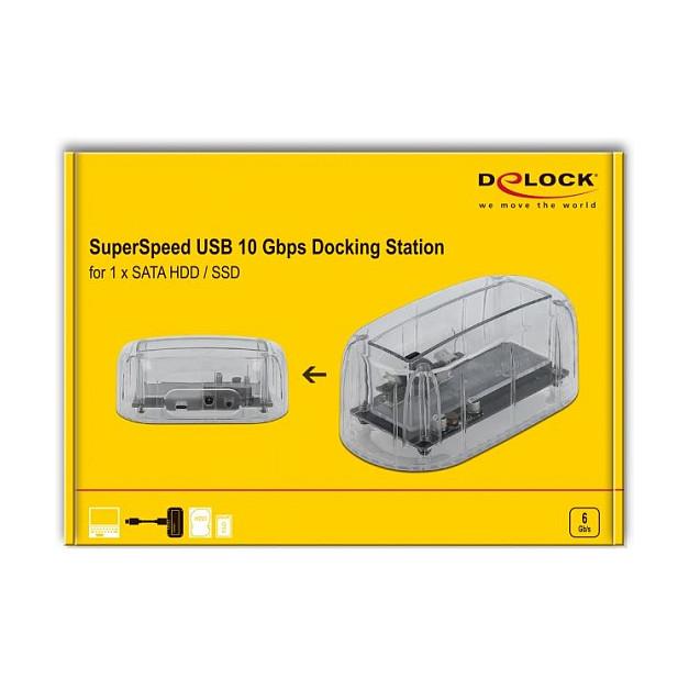 Docking station DeLOCK 64089, për 1x HDD/SSD SATA 2,5", 3,5", USB-C 10 Gbit/s - Transparente - 2