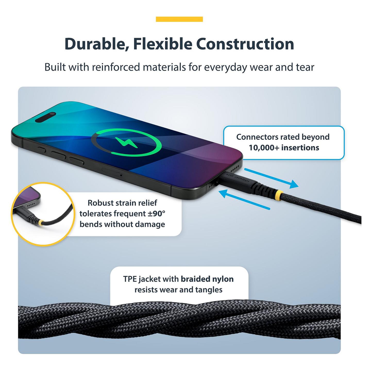 Kabllo USB StarTech.com USB2CC30CMNCBR / USB-C në USB-C / 0.3m / USB 2.0 / 60W / 3A - Zezë - 7