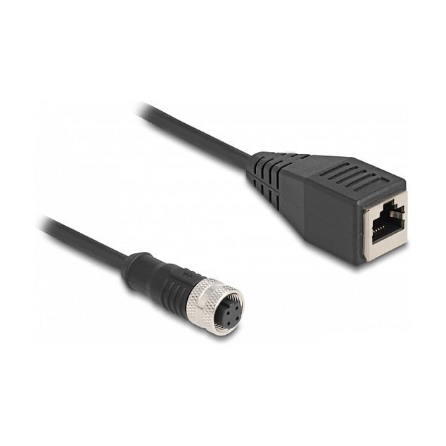 Kabllo për Rrjet DeLOCK 60066 / Cat 5e / S/FTP / M12 D-coded 4-pin Femër → RJ-45 Femër / 0.5m - Zezë - 2