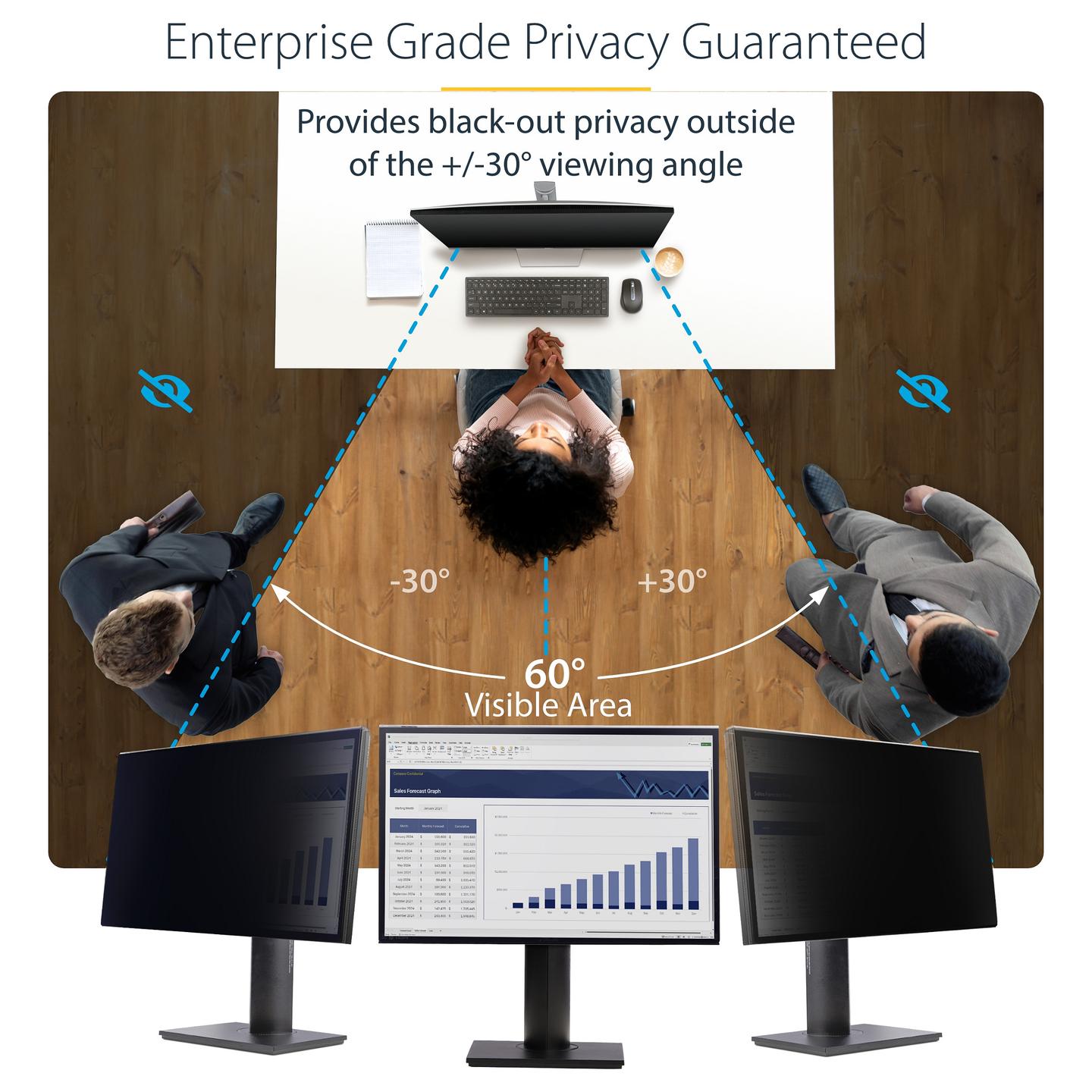 Filtër Privatësie StarTech.com 2461A-PRIVACY-SCREEN, 24", 16:10, 2-Drejtimësh, ±30°, Akrilik, Montim Sipër Monitorit - Zezë - 9