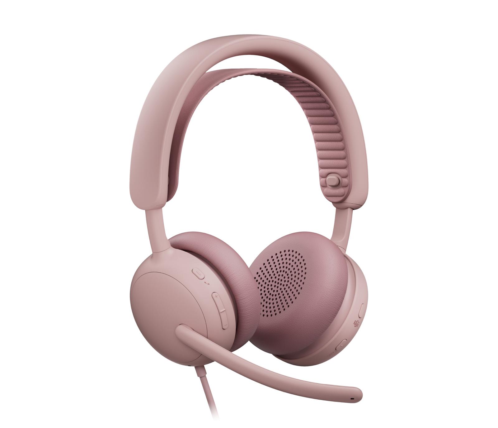 Kufje me kabllo Logitech Zone Wired 2 / USB-C + USB-A / ANC / Driver 40mm - Rozë - 2