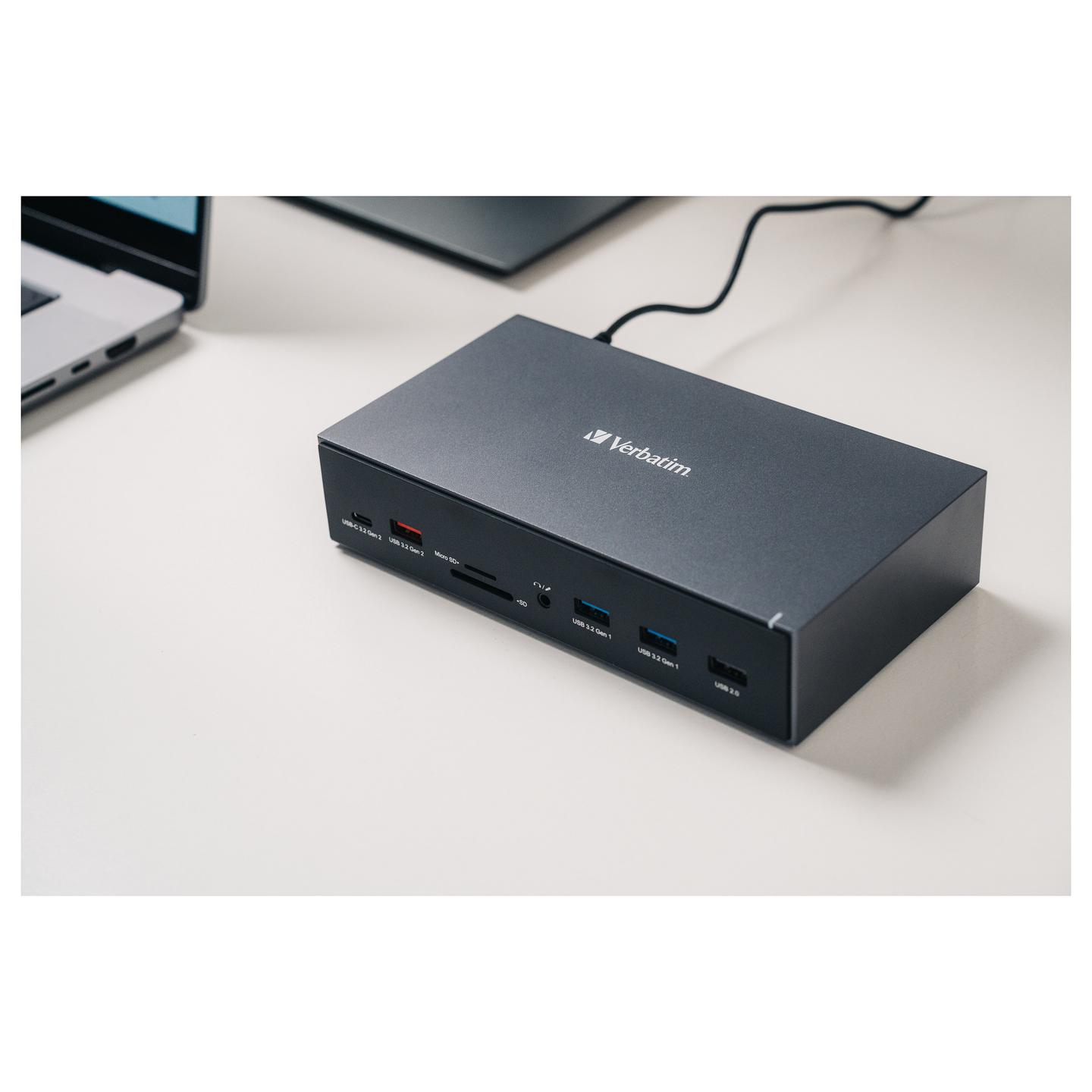 Docking Station Verbatim CDS-17, USB-C, 3× HDMI, 2× DisplayPort, Gigabit Ethernet, USB-A, SD, microSD, PD 100W - Hiri/Zezë - 6