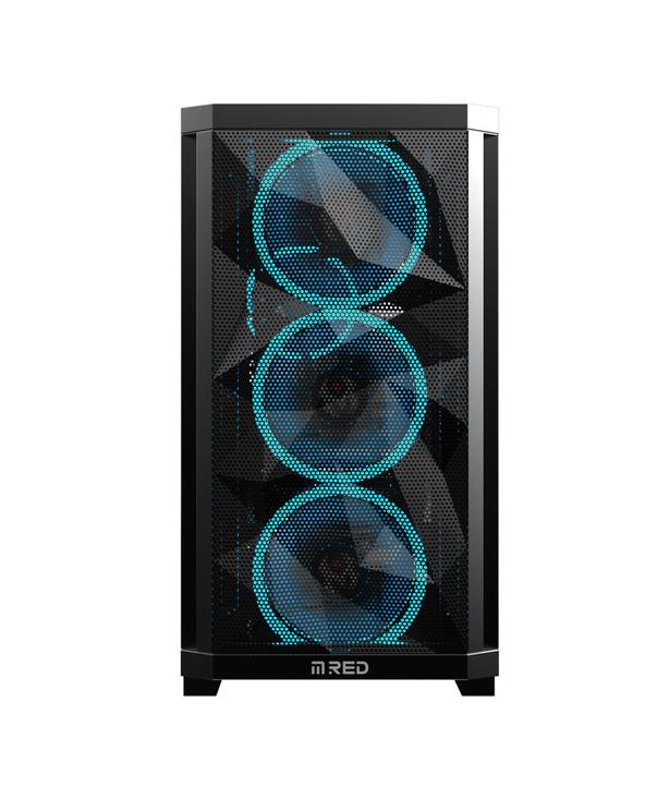 Kasë M.RED Stardust Mini / Micro-ATX Mini-Tower / 3x120mm RGB (Para) + 1x120mm RGB (Prapa) / 2xUSB Type-A / Xham i Temperuar + Panel Mesh – Zezë - 3