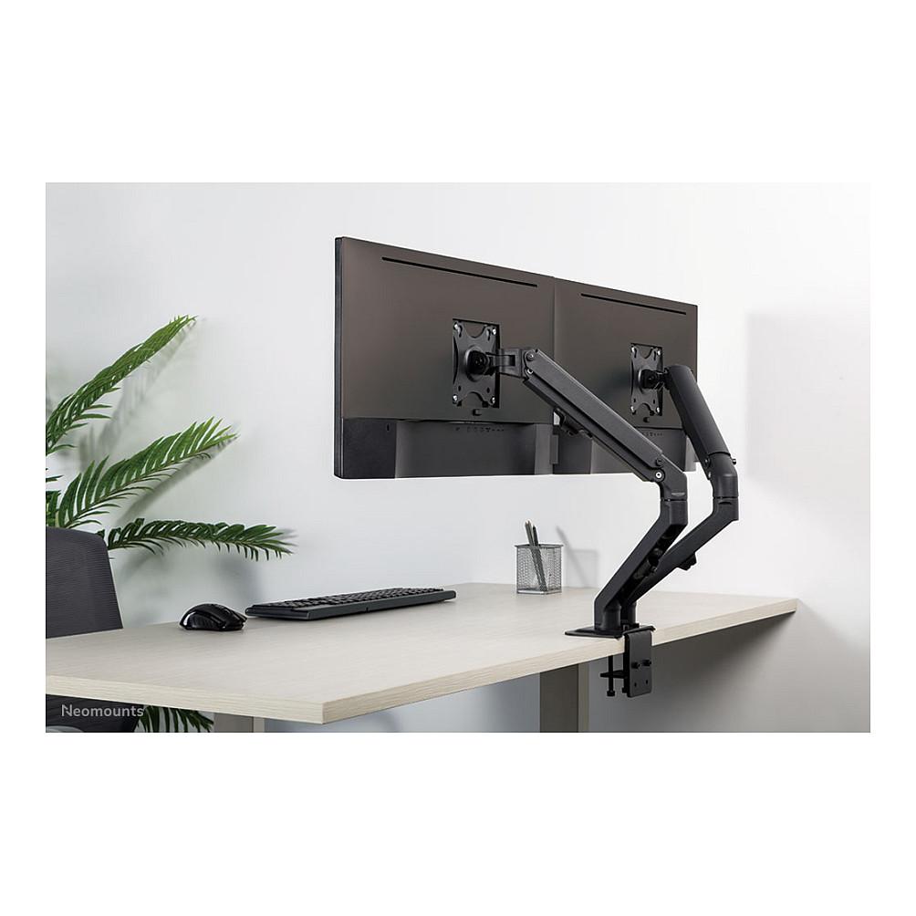 Mbajtëse për Monitor Neomounts FPMA-D650DBLACK / 2 Monitorë / 17"-27" / 7kg për Monitor / Coil Spring / Clamp-Grommet / Tilt +90° deri -45° / Swivel 180° / Rotacion 360° - Zezë - 16