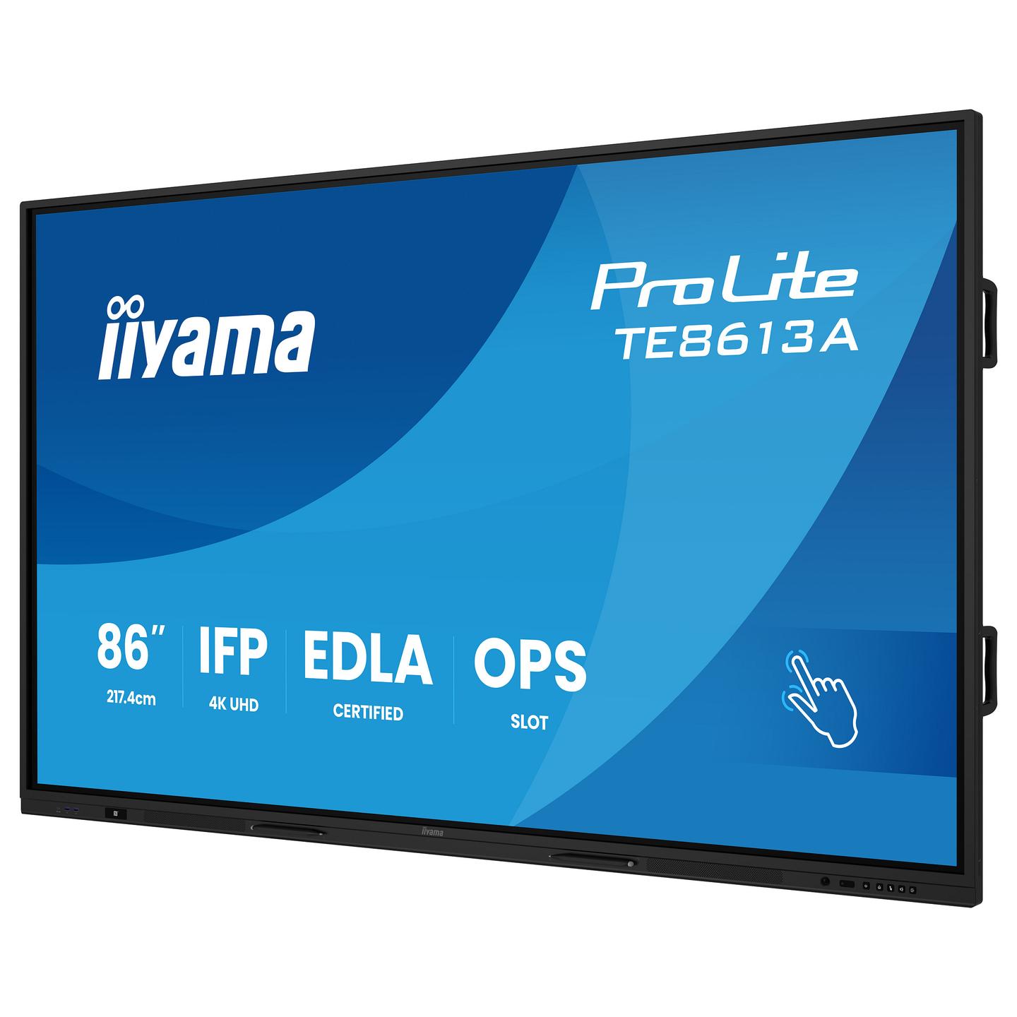 Interaktiv (Smart Board) iiyama ProLite TE8613A-B3AG, 85.6", 4K UHD, IPS, PureTouch-IR+, 6GB, 128GB, Wi-Fi 6E, 2xHDMI, DisplayPort, 2xUSB-C, NFC - Zezë - 4
