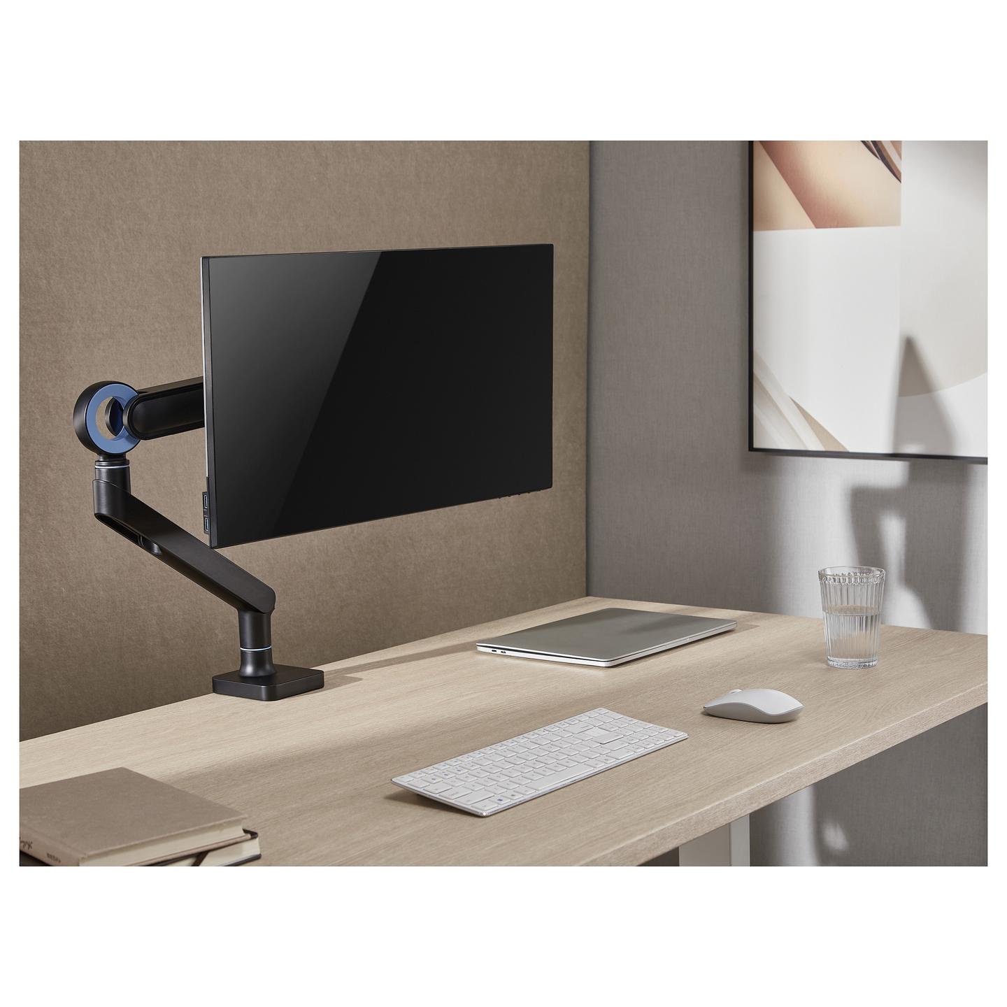 Mbajtëse për Monitor Equip 650184 / 1 Monitor / 17"-35" / 10.5kg / Gas Spring / Clamp-Grommet / Tilt ±40° / Swivel ±90° - Zezë - 9