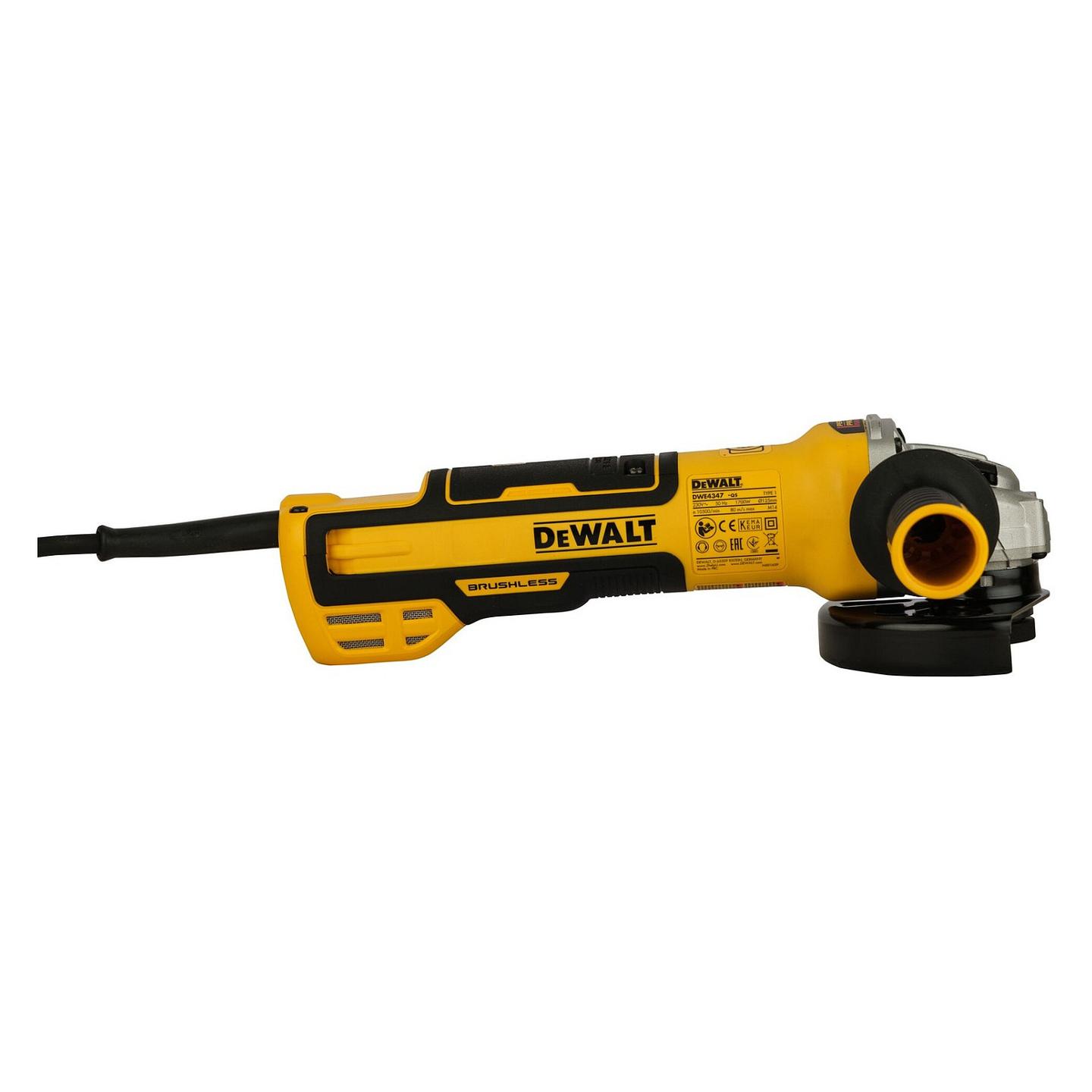 Grirëse Këndore DeWALT DWE4347-QS, 1700W, Brushless, 125mm, 10500rpm, M14, 2.3kg - Zezë/Verdhë - 4