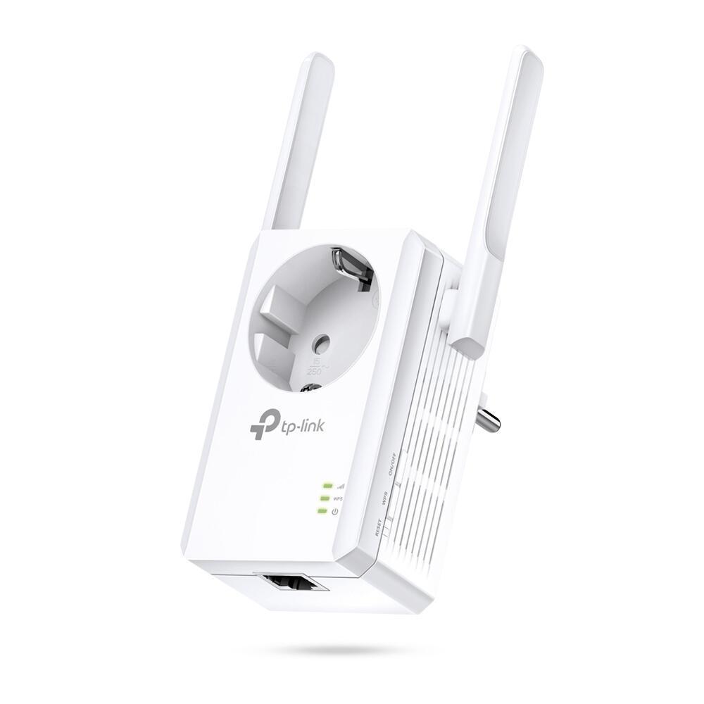 TP-Link TL-WA860RE N300 Wi-Fi 4 Range Extender – 2.4GHz, 300Mbps, 2× Antena të Jashtme, 1× Ethernet, Prizë e Integruar – Bardhë - 2