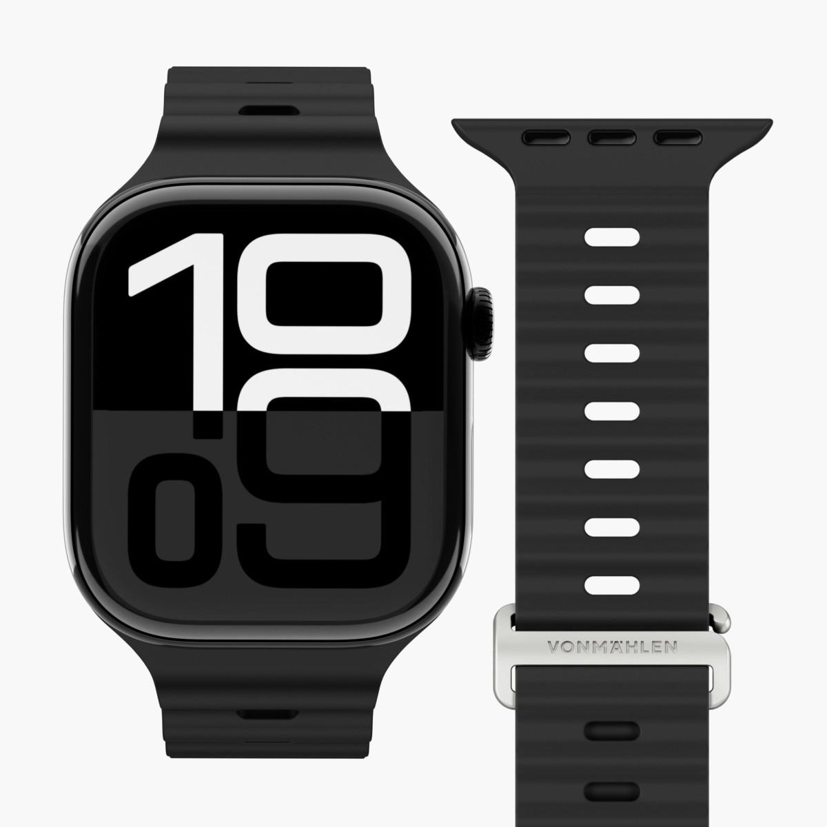 Rrip për ora Vonmählen Wave Band 2, Apple Watch, 38mm, 40mm, 41mm - Zezë