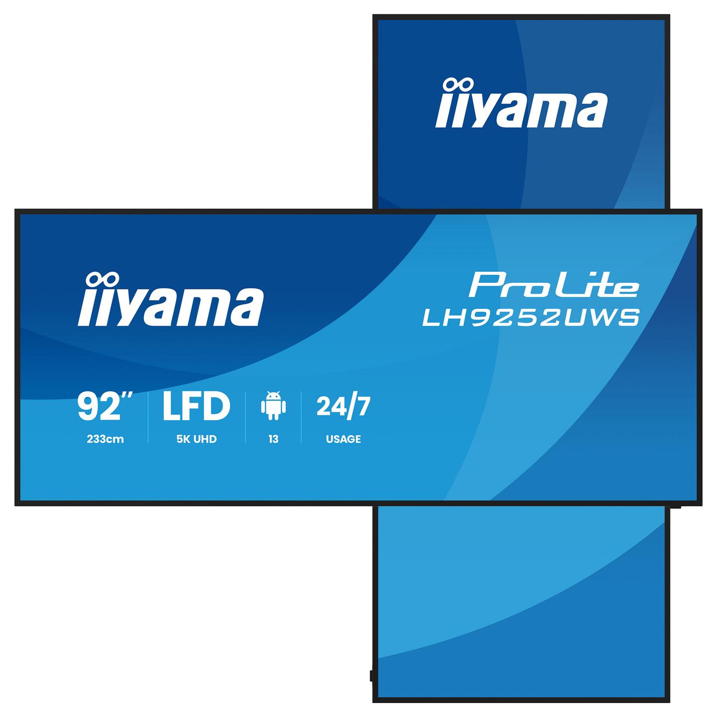 Digital Signage iiyama ProLite LH9252UWS-B1AG, 92", 5K UHD, VA, 21:9, 500cd/m², HDMI, DisplayPort, USB-C - Zezë - 5