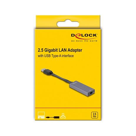 Adapter Rrjeti DeLOCK 66247, USB-A Mashkull në RJ45 Femër, 2.5 Gigabit LAN, USB 5Gbps, Realtek RTL8156B, 9cm - Antracit - 2