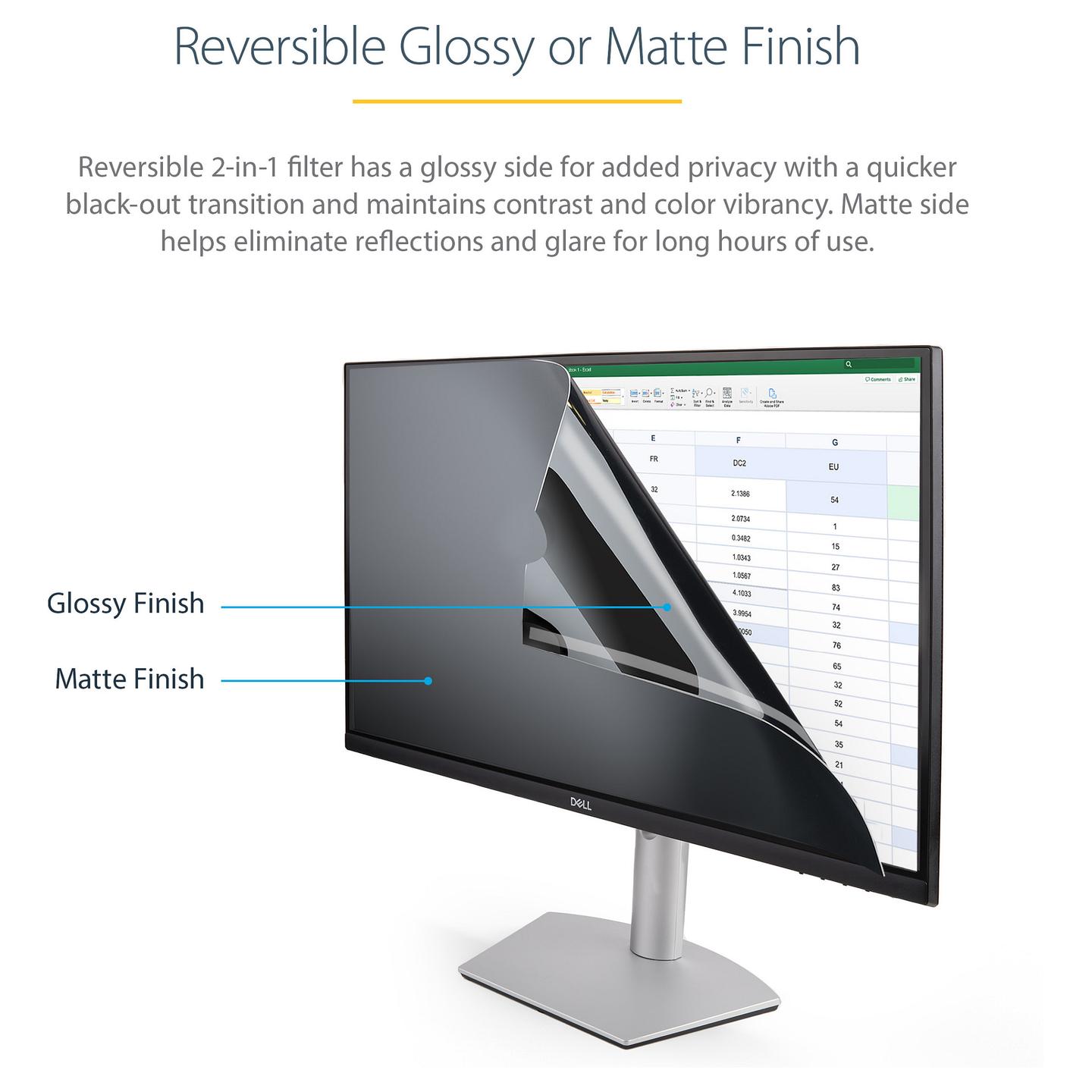 Filtër Privatësie StarTech.com PRIVACY-SCREEN-23M, 23", 16:9, Reversibil, ±30° - Transparent - 10