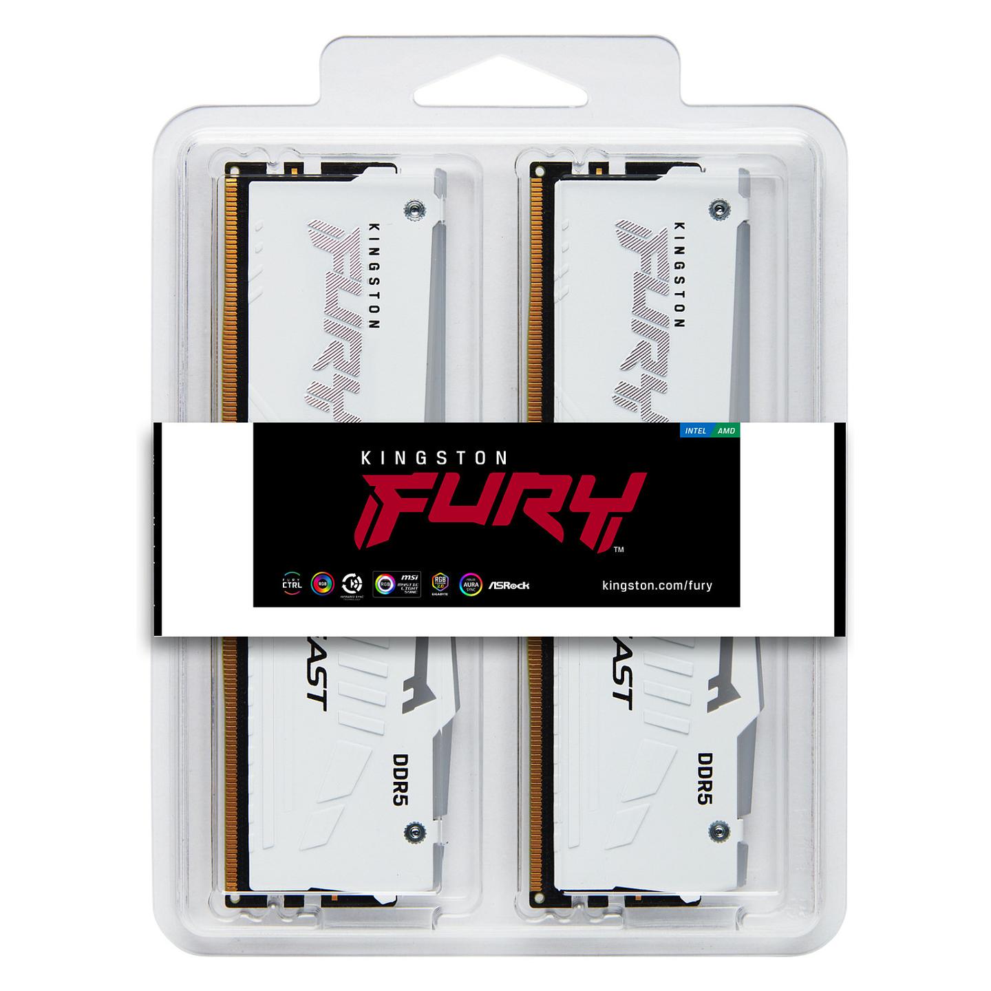 Memorie DDR5 Kingston FURY Beast RGB, 32GB (2x16GB), 5600MHz, CL36, 288-pin, 1.25V - Bardhë - 5