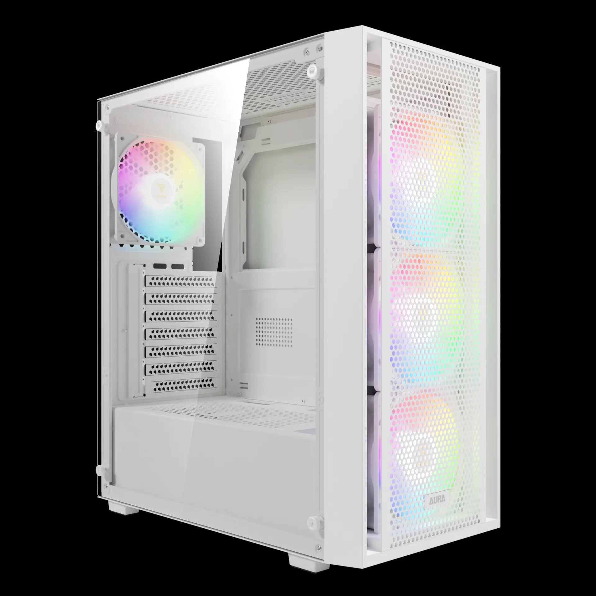 Kasë Gamdias AURA GC2 Elite WH ARGB / Midi Tower / ATX / 4x 120mm ARGB Fan / Tempered Glass - Bardh - 2