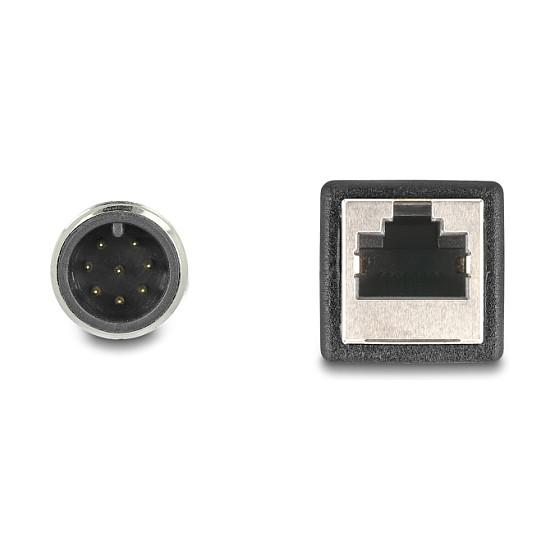Kabllo për Rrjet DeLOCK 60621 / Cat 5e / S/FTP / M12 A-coded 8-pin Mashkull → RJ-45 Femër / 1 Gbit/s / 0.5m - Zezë - 2