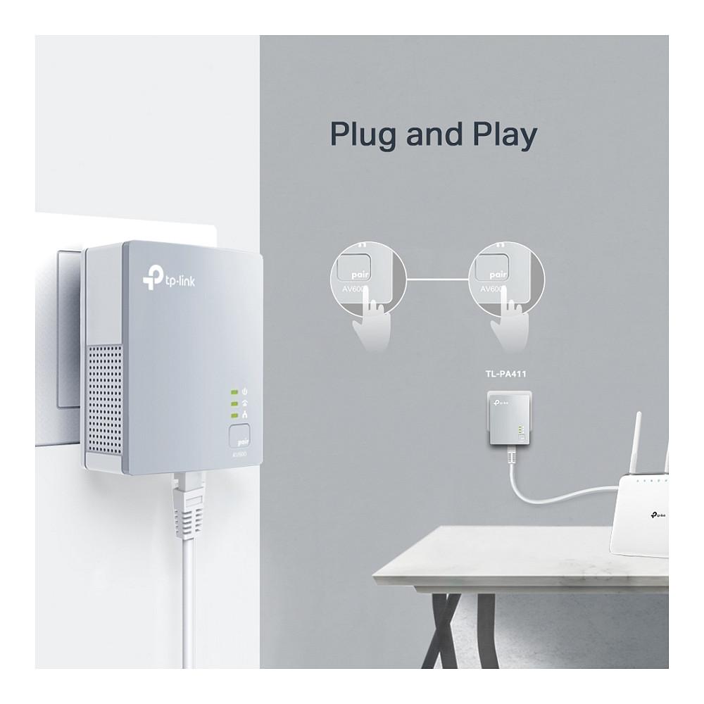 Power-LAN TP-Link TL-PA411KIT, 500Mbps, HomePlug AV, 1× Fast Ethernet 10/100Mbps, 128-bit AES - Bardhë - 3
