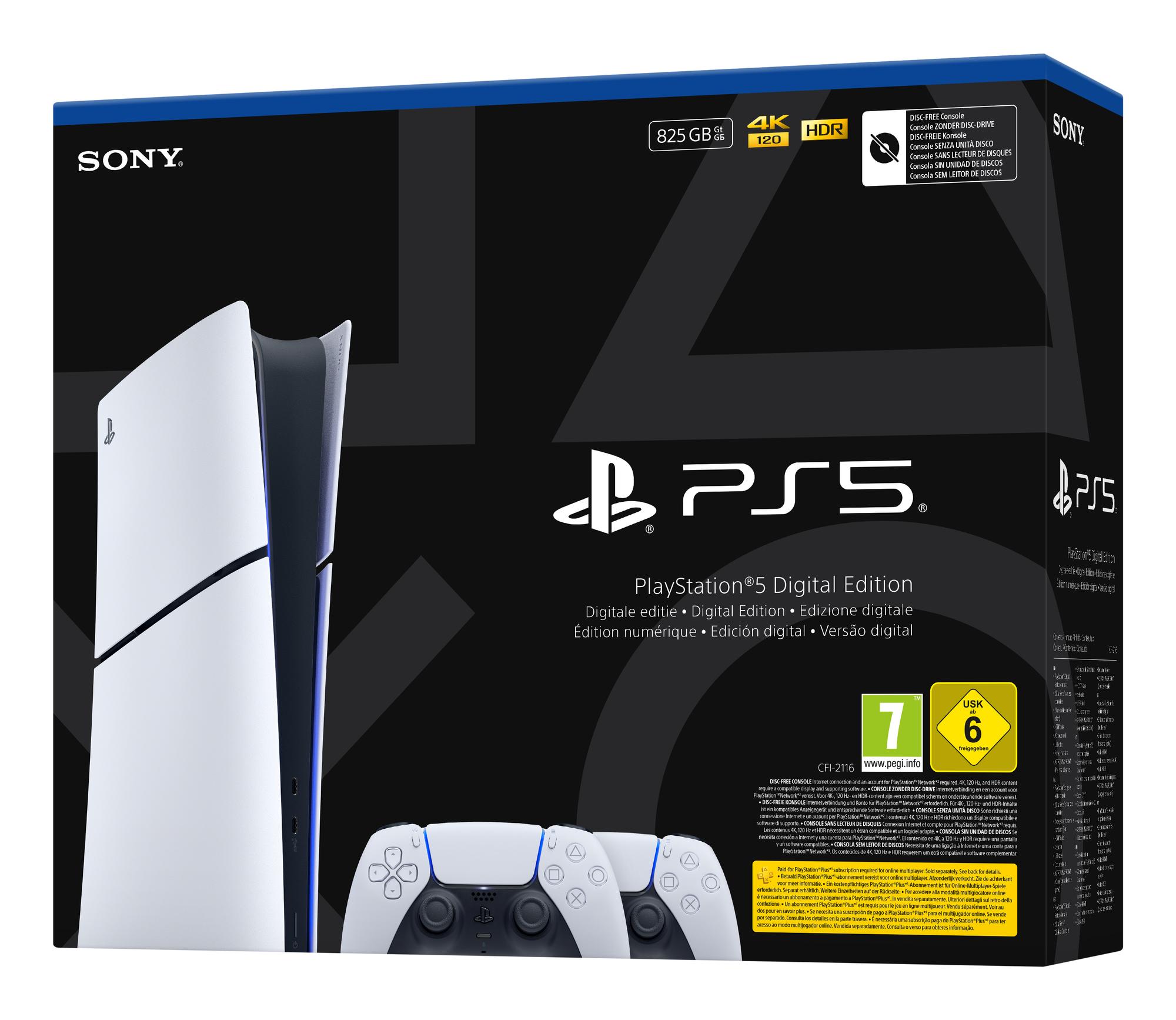 Konsolë Sony PlayStation 5 Slim Digital Edition / 825GB / 2 Controllers - Bardhë - 2