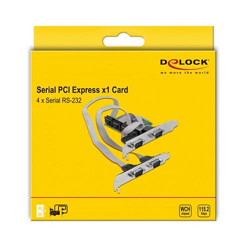 Kartë Zgjerimi PCI Express Delock 90410 / PCIe 1.1 x1 / 4x RS-232 DB9 / 115.2Kbps / Low Profile - 4