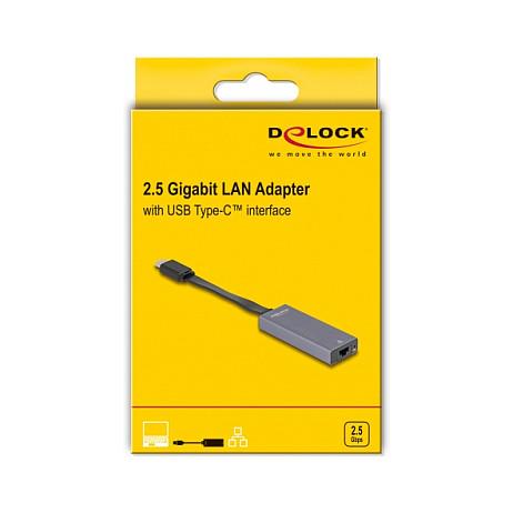 Adapter Rrjeti DeLOCK 66248, USB-C Mashkull në RJ45 Femër, 2.5 Gigabit LAN, USB 5Gbps, Realtek RTL8156B, 9cm - Antracit - 2