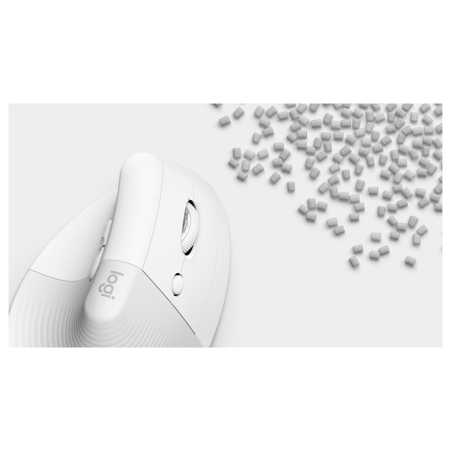 Maus pa kabllo Logitech Lift Vertical Ergonomic / Bluetooth + Logi Bolt / 4,000 DPI / 6 Butona - Bardhë - 7
