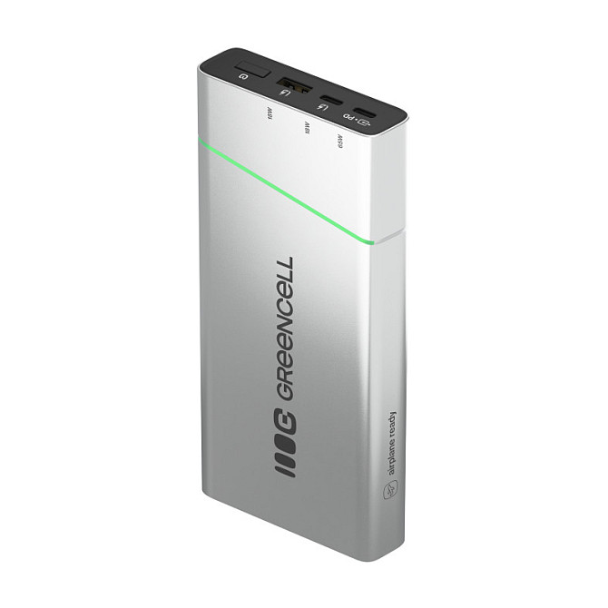 Powerbank Green Cell PowerPlay Pro / 20.800mAh / USB-C 65W PD / USB-C 18W / USB-A 18W / LED – Silver - 4