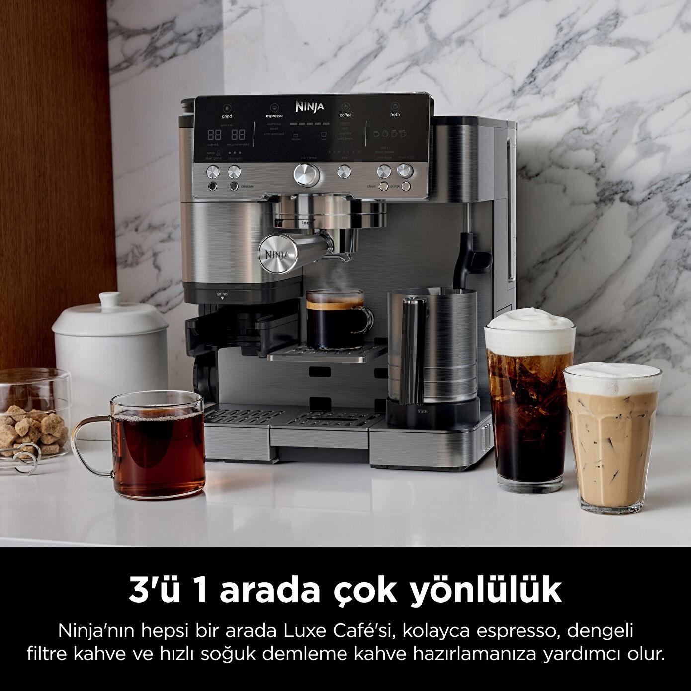 Aparat për Kafe Ninja Luxe Café Premier ES601EU, 1650 W, 2 L, Mulli i Integruar, Espresso dhe Cold Brew - Argjend/Zezë - 2