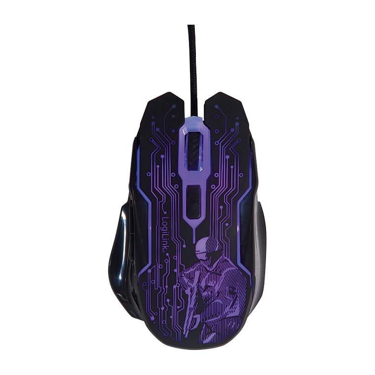 Maus Gaming LogiLink ID0137 / USB / Optik / 2400 DPI / 6 Butona / LED - Zezë/Blu - 9