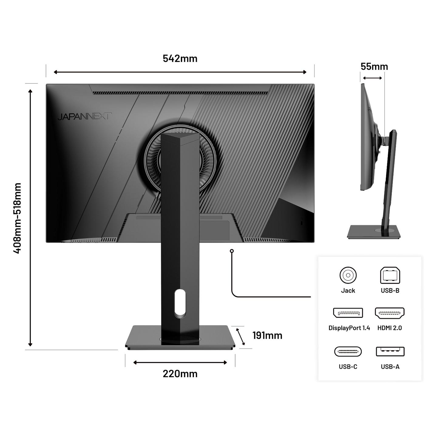 Monitor JAPANNEXT JN-IPS2380UHDR-C65W-HSP / 23.8" / 4K UHD IPS / 60Hz / 5ms / HDMI+DisplayPort+USB-C - Zezë - 10