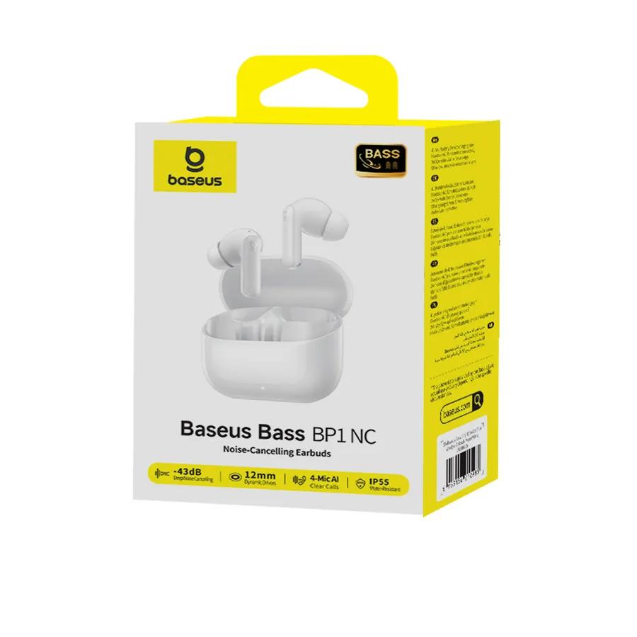 Kufje pa kabllo Baseus Bass BP1 NC / In-Ear / Bluetooth 6.0 / 12 mm / ANC / Multipoint / 4 Mikrofona / Low Latency – Bardhë - 3