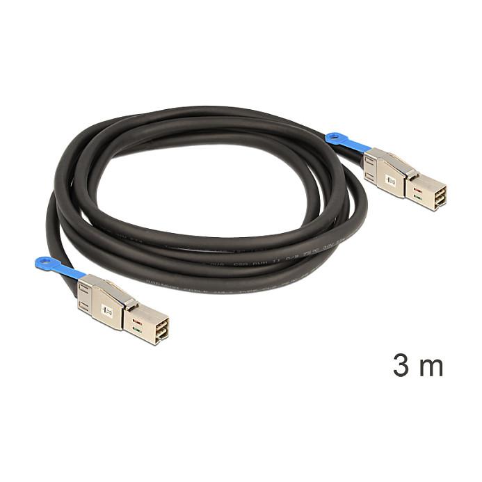 Kabllo SAS DeLOCK 83396, Mini SAS HD SFF-8644 në Mini SAS HD SFF-8644, 12 Gb/s, 3 m - Zezë - 2