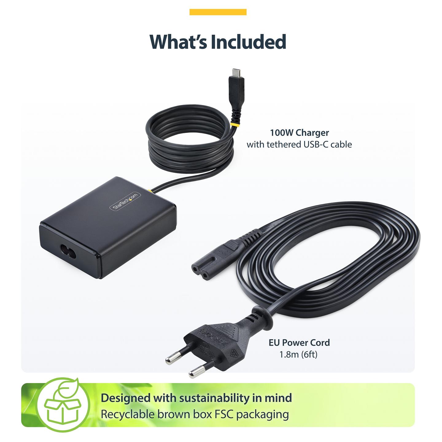 Adapter për Laptop StarTech.com 1100LE-USB-C-CHARGER, USB-C, 100W, Power Delivery 3.0, Kabllo 1.5m - Zezë - 8