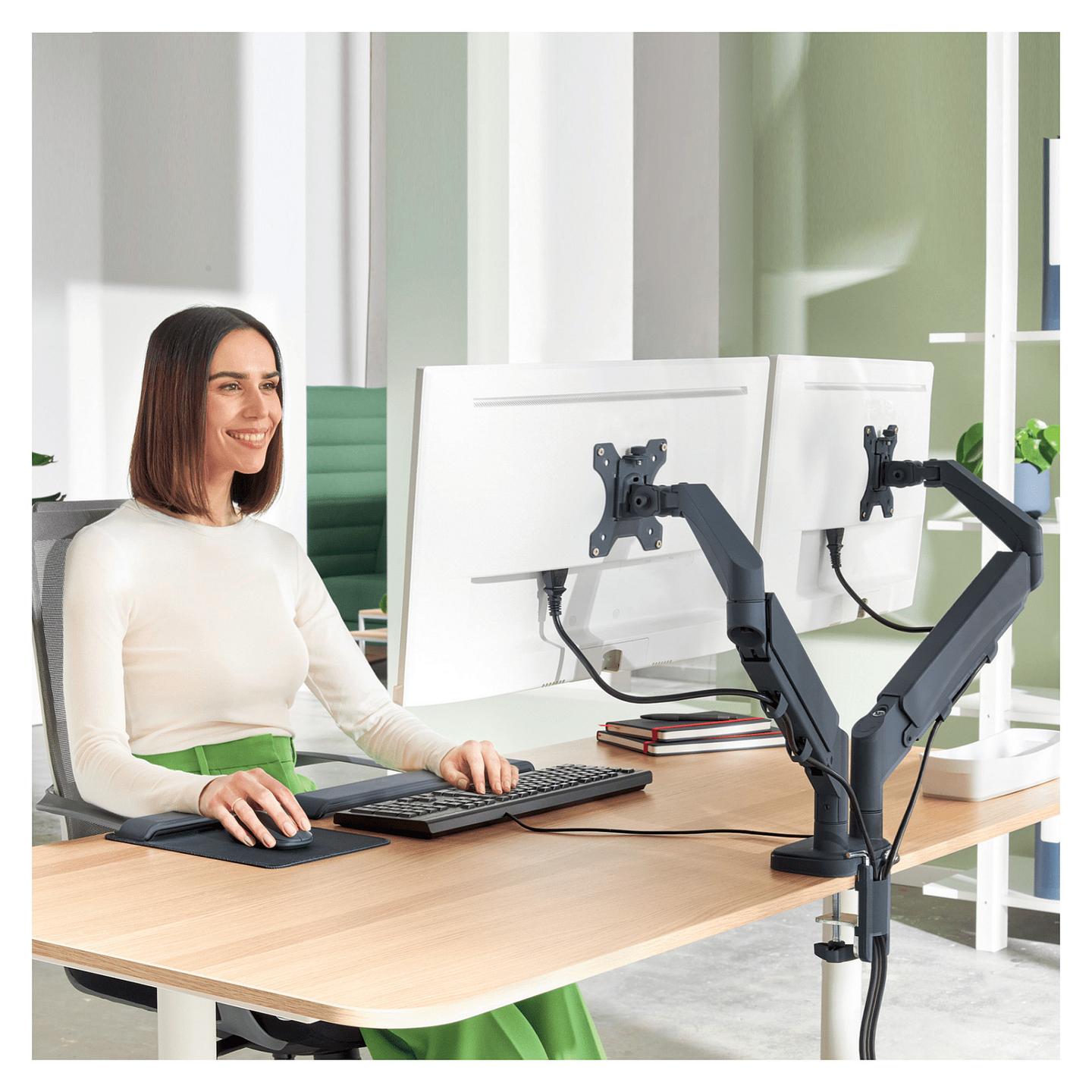 Mbajtëse për Monitor LEITZ Ergo Dual, 2 Monitorë, deri 32", 9kg - Gri e Errët - 2