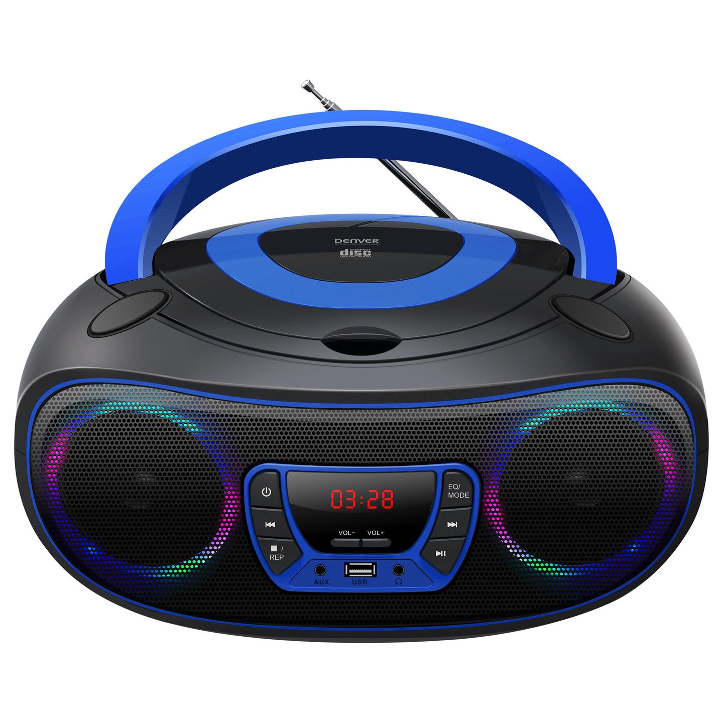 CD Player portativ Denver TCL-212BT, Bluetooth, FM, 4W, Jack 3.5 mm - Zezë dhe Blu - 2