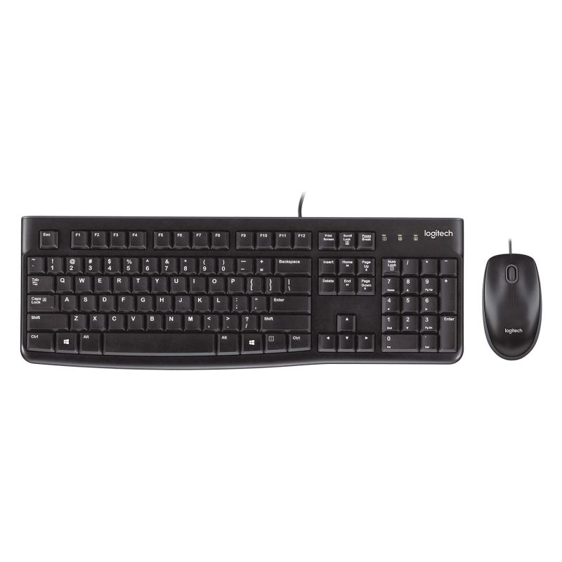 Set Tastierë & Maus Logitech MK120 – USB, me Kabllo, QWERTY US International - e zezë