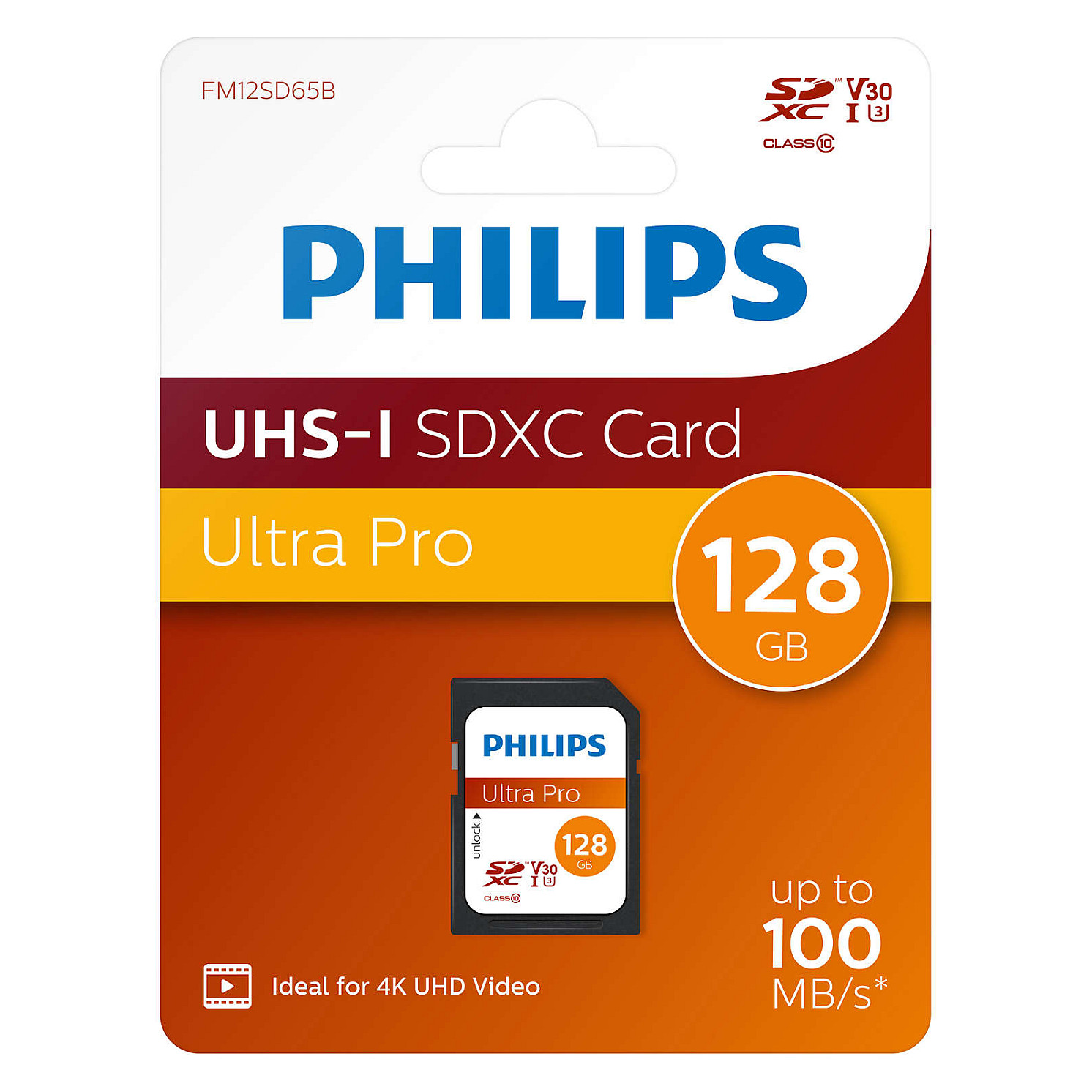 Kartë Memorie SD Philips Ultra Pro / 128GB / SDXC / UHS-I / U3 / V30 - Zezë - 2