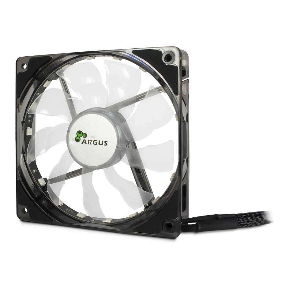 Ftohës për Kasë Inter-Tech Argus L-12025 Aura RGB / 120mm / 25mm / 1500 RPM / PWM / 59.46 m³/h / 18 LED / RGB – Zezë