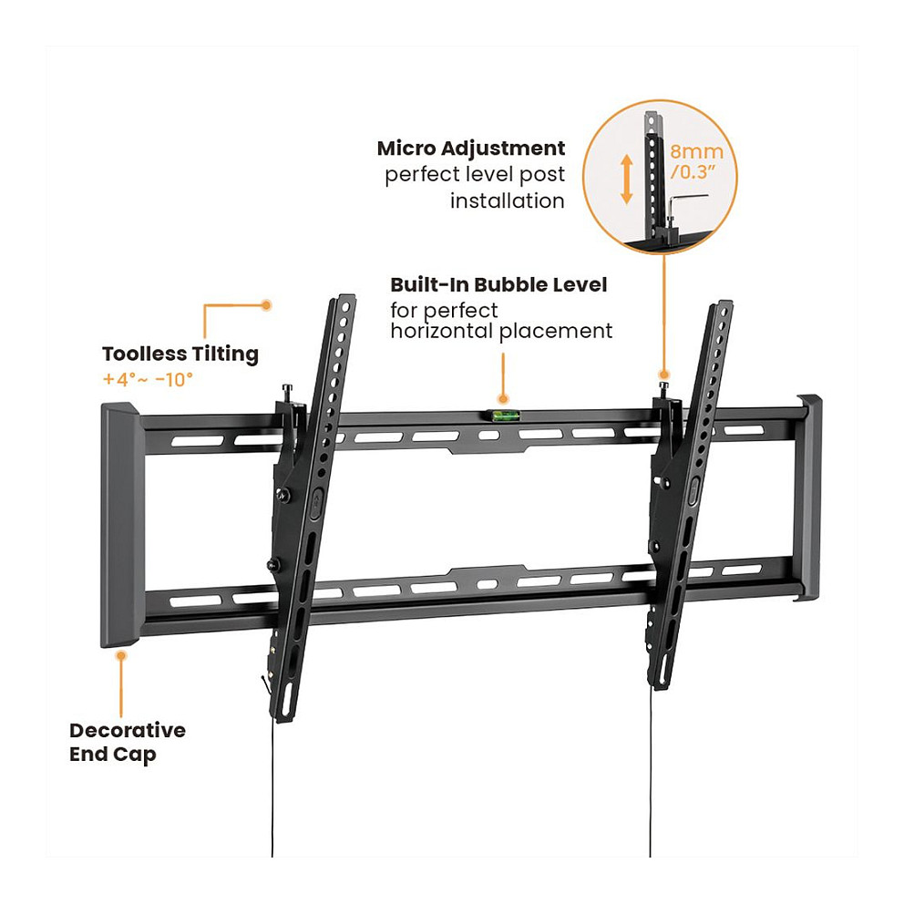 Mbajtëse për TV VALUE / 43″–90″ / deri në 75 kg / e pjerrët / distancë 47 mm nga muri - Zezë - 2