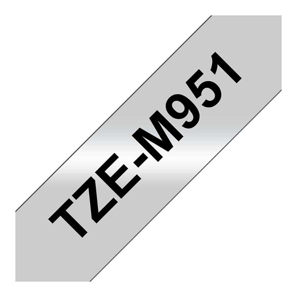Shirit për Printer Brother TZe-M951 / 24 mm × 8 m - Zezë mbi Argjend